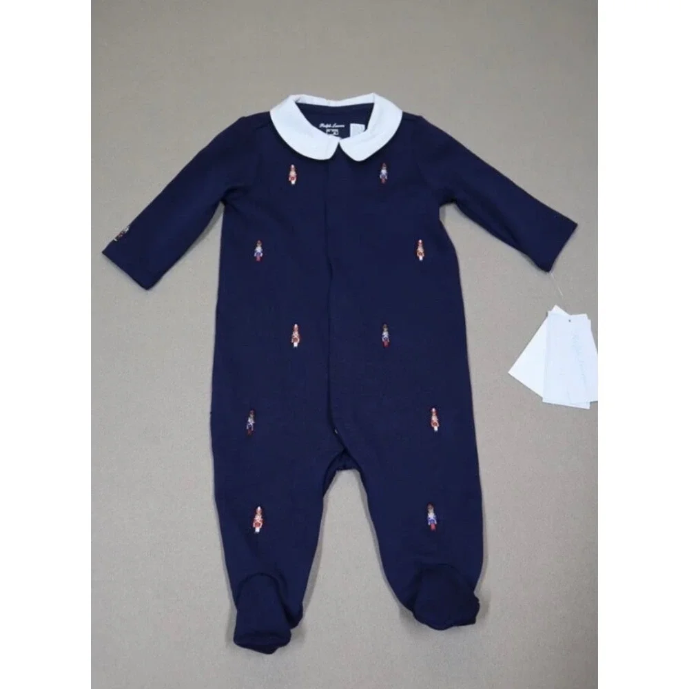 Polo Ralph Lauren Baby Boy's Nutcracker Embroidered Footie‎ Siz 3M